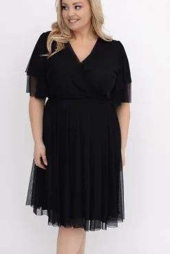 Włoski Czarna Sukienka siateczkowa RASTI