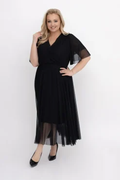 Włoski Czarna Sukienka siateczkowa BARSI