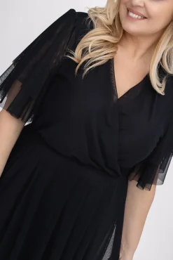 Włoski Czarna Sukienka siateczkowa BARSI