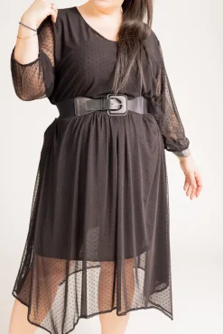 Polski Czarna Sukienka siateczkowa XEMENO