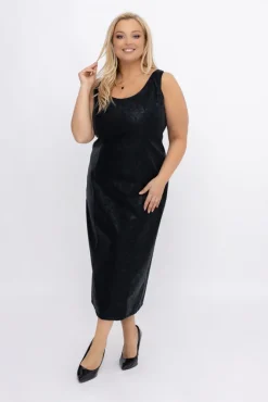 Włoski Czarna Sukienka skórzana FARIGA