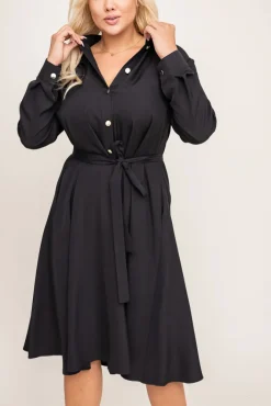 Polski Czarna Sukienka szmizjerka TREMENO