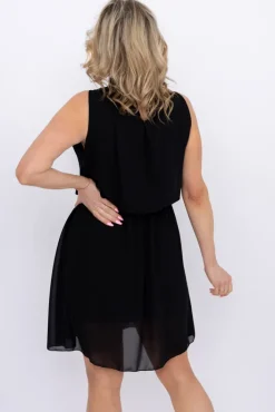 Włoski Czarna Sukienka szyfonowa SILIEN