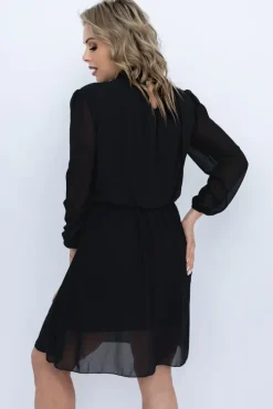 Włoski Czarna Sukienka szyfonowa SEGERTO