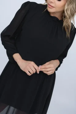 Włoski Czarna Sukienka szyfonowa SEGERTO