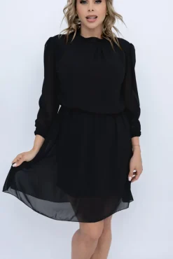 Włoski Czarna Sukienka szyfonowa SEGERTO