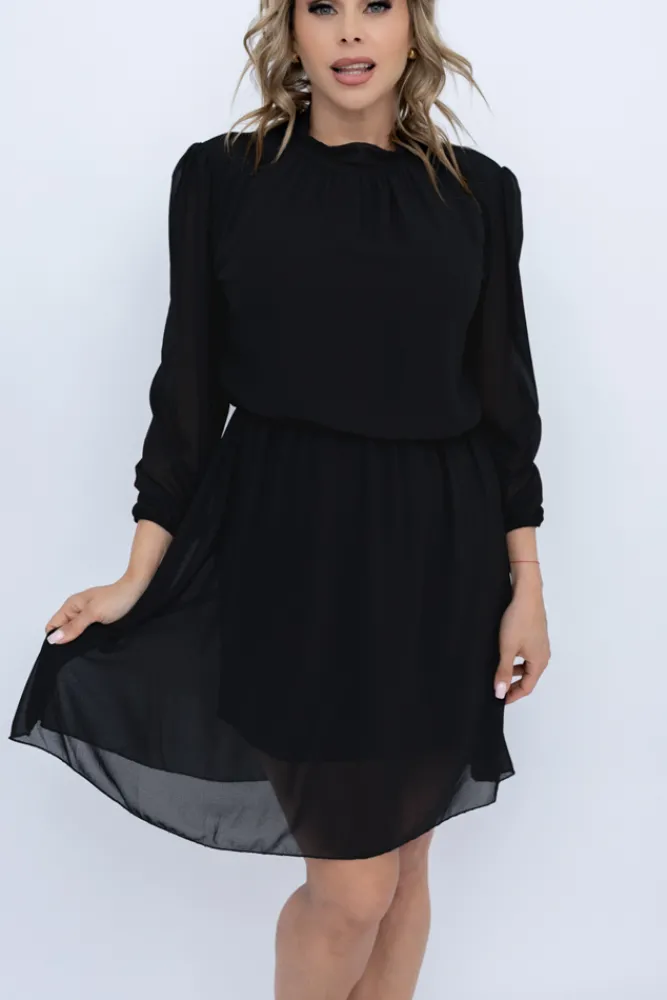 Włoski Czarna Sukienka szyfonowa SEGERTO