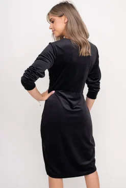 Włoski Czarna Sukienka welurowa KAMI