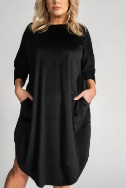 Polski Czarna Sukienka welurowa TAGIO