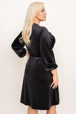 Włoski Czarna Sukienka welurowa APERI