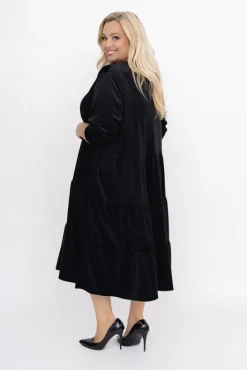 Włoski Czarna Sukienka welurowa SARIEN