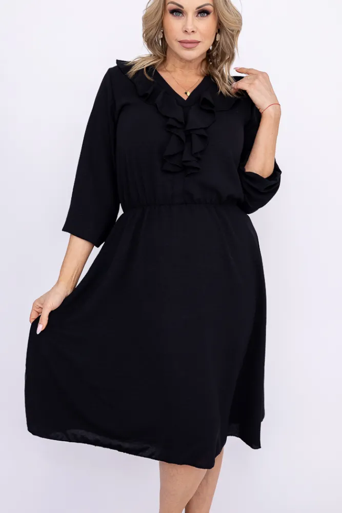 Włoski Czarna Sukienka z żabotem BELIAMI