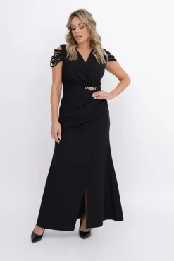 Polski Czarna Sukienka z łańcuszkiem SARIA