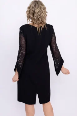 Polski Czarna Sukienka z cekinowymi rękawami KASTELLA Wzór 2