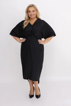 Włoski Czarna Sukienka z dżetami LOTIGO