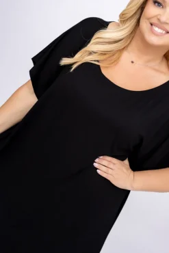 Polski Czarna Sukienka z frędzlami RIVINO