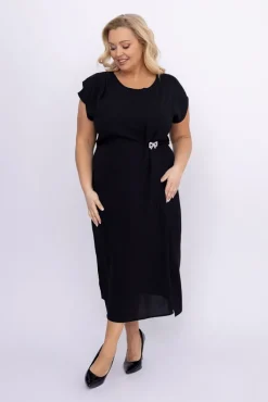 Polski Czarna Sukienka z kokardką KARTISIA
