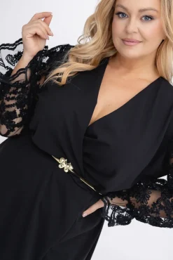 Włoski Czarna Sukienka z koronkowymi BEZALI