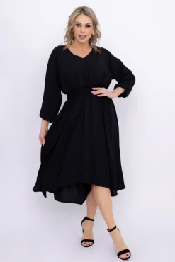 Polski Czarna Sukienka z marszczeniem MILIO