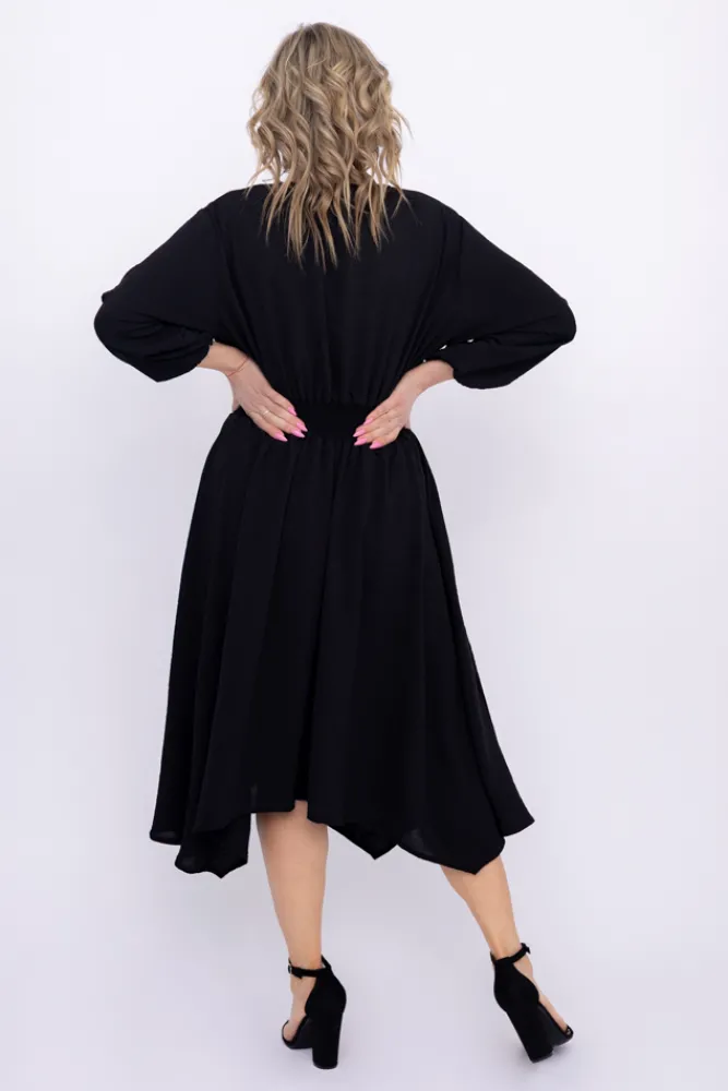 Polski Czarna Sukienka z marszczeniem MILIO