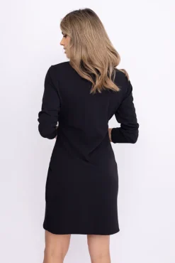 Włoski Czarna Sukienka z marszczeniem KAMPOZI