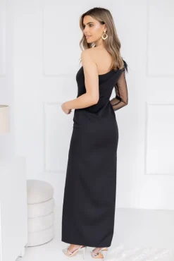 Polski Czarna Sukienka z piórami ALIKSA