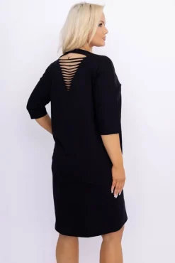 Polski Czarna Sukienka z rozcięciem LAJLA