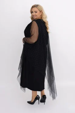 Włoski Czarna Sukienka z siateczką BASTORIA Wzór 1