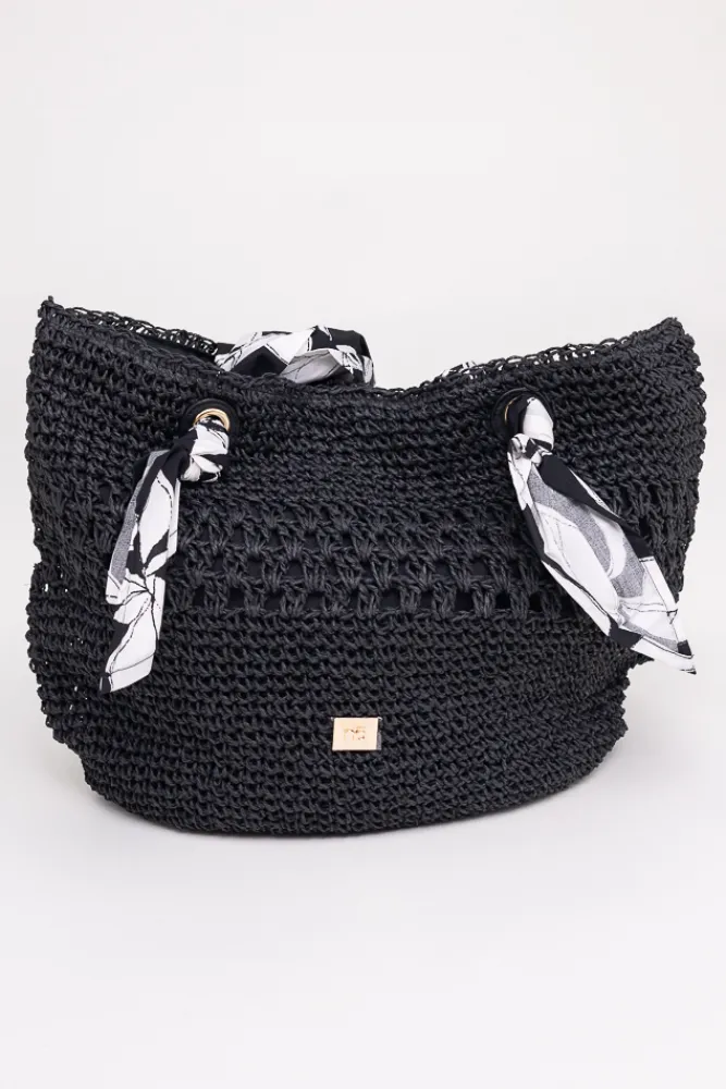 Damskie Czarna Torebka pleciona SHELI
