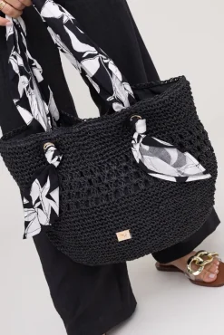 Damskie Czarna Torebka pleciona SHELI