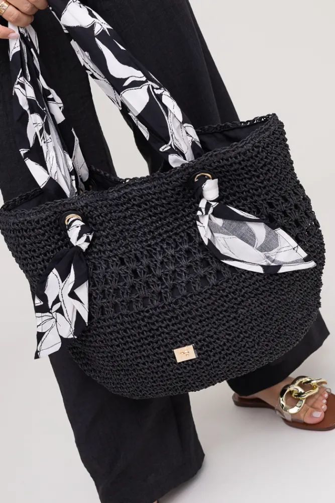 Damskie Czarna Torebka pleciona SHELI