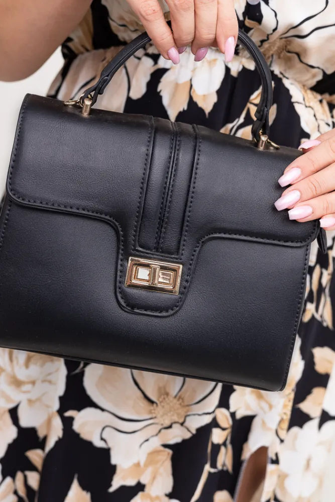 Damskie Czarna Torebka typu kuferek LEGUI