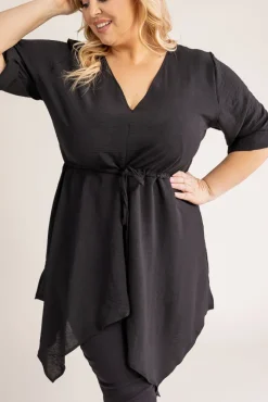 Damskie Polski Czarna Tunika asymetryczna CLARIN