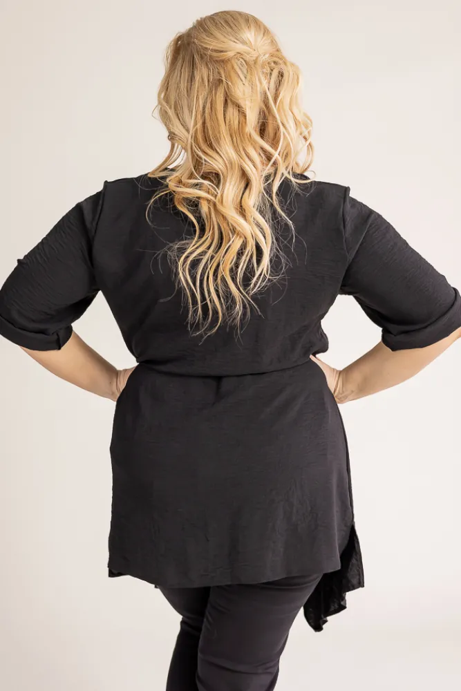 Damskie Polski Czarna Tunika asymetryczna CLARIN