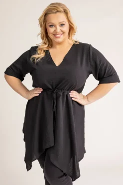 Damskie Polski Czarna Tunika asymetryczna CLARIN