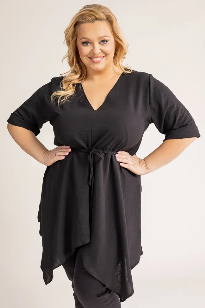 Damskie Polski Czarna Tunika asymetryczna CLARIN