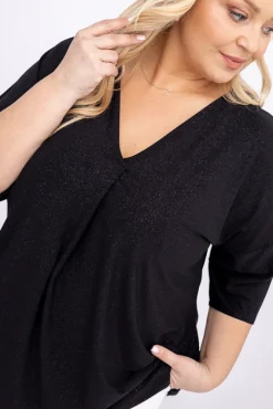 Damskie Polski Czarna Tunika brokatowa VELIARI