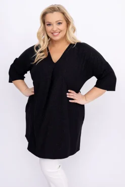 Damskie Polski Czarna Tunika brokatowa VELIARI