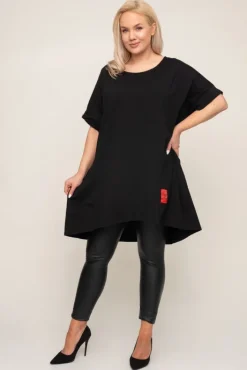 Damskie Włoski Czarna Tunika STRIPI