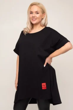 Damskie Włoski Czarna Tunika STRIPI