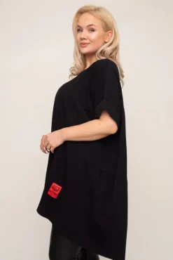 Damskie Włoski Czarna Tunika STRIPI