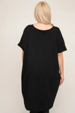 Damskie Włoski Czarna Tunika STRIPI