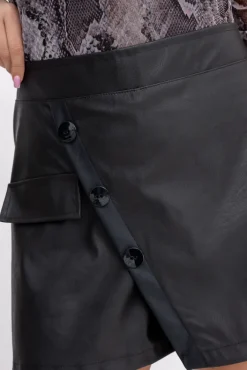 Damskie Polski Czarne Spodenki skórzane FUMENTO