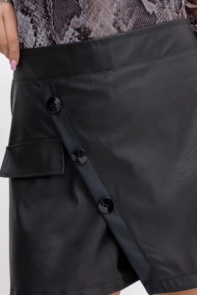 Damskie Polski Czarne Spodenki skórzane FUMENTO