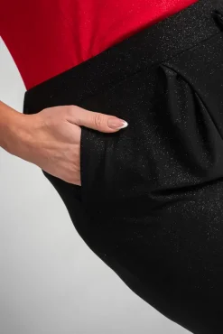 Damskie Polski Czarne Spodnie brokatowe BULIO