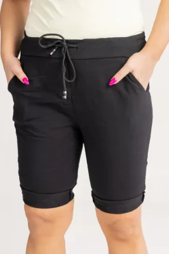 Damskie Włoski Czarne Spodnie typu gnieciuch GREMI