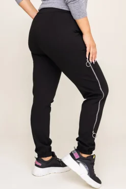 Damskie Włoski Czarne Spodnie z suwakami TEMUZI