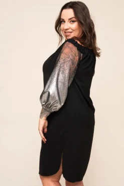 Polski Czarno- srebrna Sukienka TINA