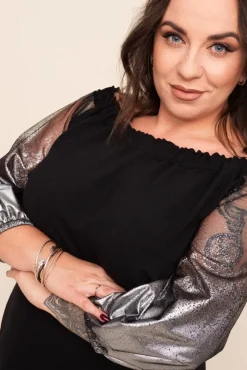 Polski Czarno- srebrna Sukienka TINA