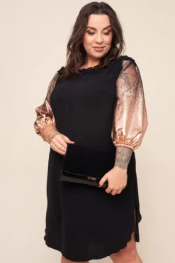 Polski Czarno- złota Sukienka TINA